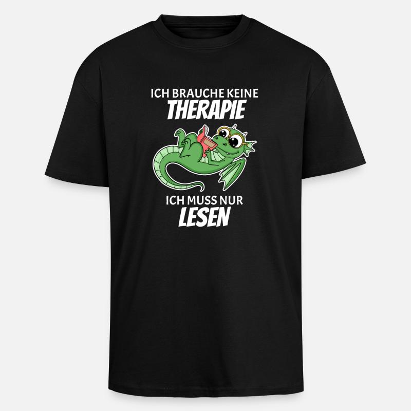 Bücher Drache Drachen - Oversized Heavyweight Unisex T-Shirt - Schwarz