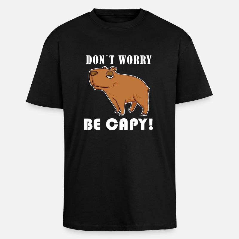 Capybara Tier Spruch - Oversized Heavyweight Unisex T-Shirt - Schwarz