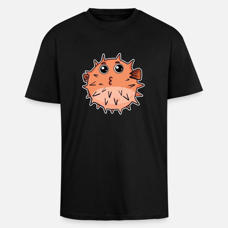 Pufferfish fish - Unisex Oversized Heavyweight T-shirt - black