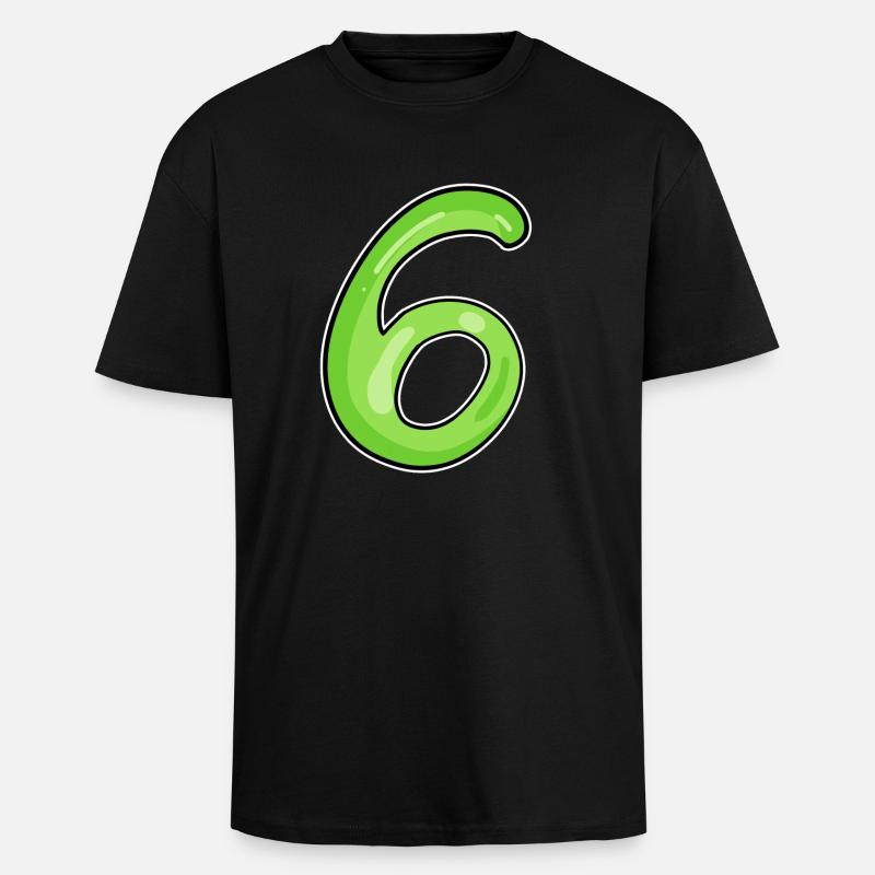 6 vert - T-shirt unisexe oversize épais - noir