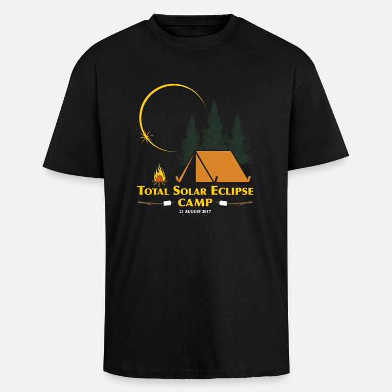 Total Solar Eclipse Camp - Unisex Oversized Heavyweight T-shirt - black
