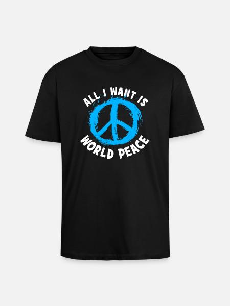 Jeg vil bare have fred i verden - Unisex oversized heavyweight t-shirt - sort