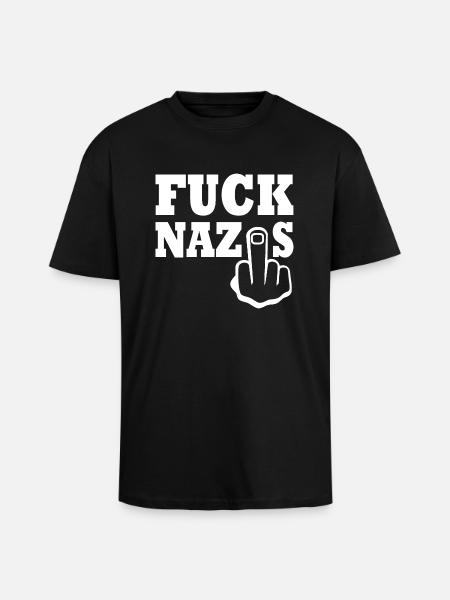 Fuck nazis - Unisex Oversized Heavyweight T-shirt - black