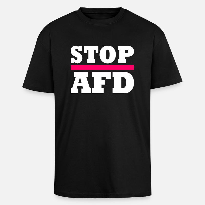 Stop afd - Oversized Heavyweight Unisex T-Shirt - Schwarz
