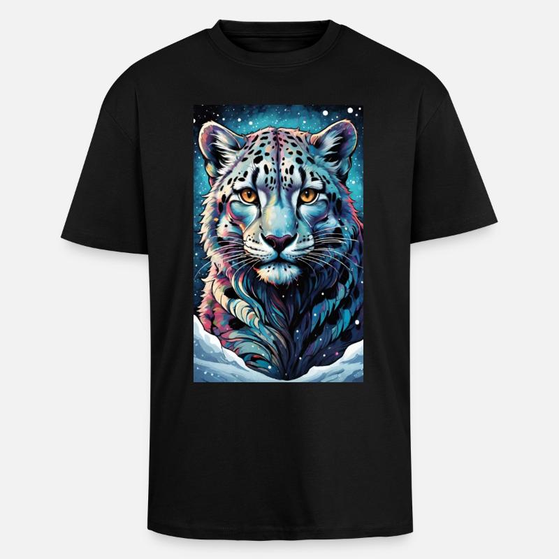 Schneeleopard | Leopard | Raubtier - Oversized Heavyweight Unisex T-Shirt - Schwarz