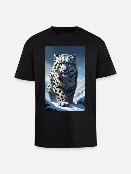 Schneeleopard | Leopard | Raubtier - Oversized Heavyweight Unisex T-Shirt - Schwarz