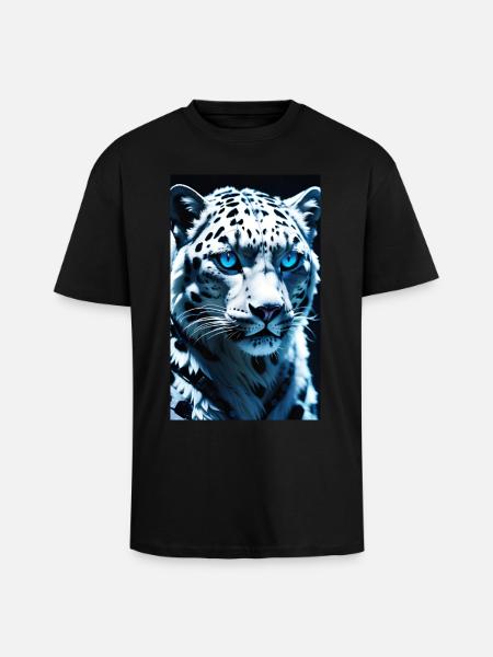 Schneeleopard | Leopard | Raubtier - Oversized Heavyweight Unisex T-Shirt - Schwarz