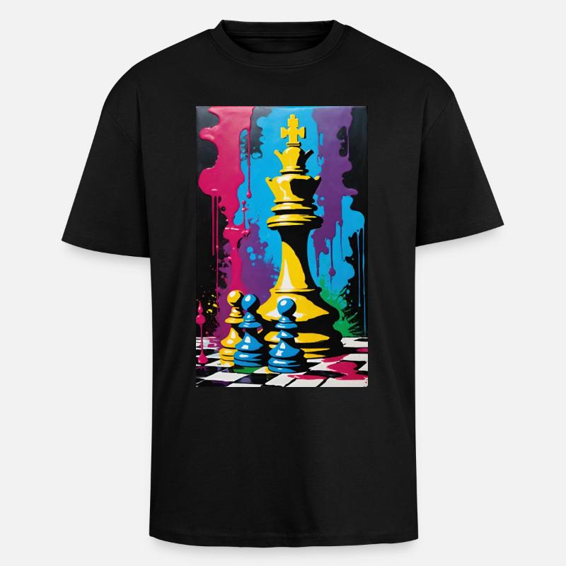 Échecs | Pièce d’échecs | Joueur d’échecs - T-shirt unisexe oversize épais - noir