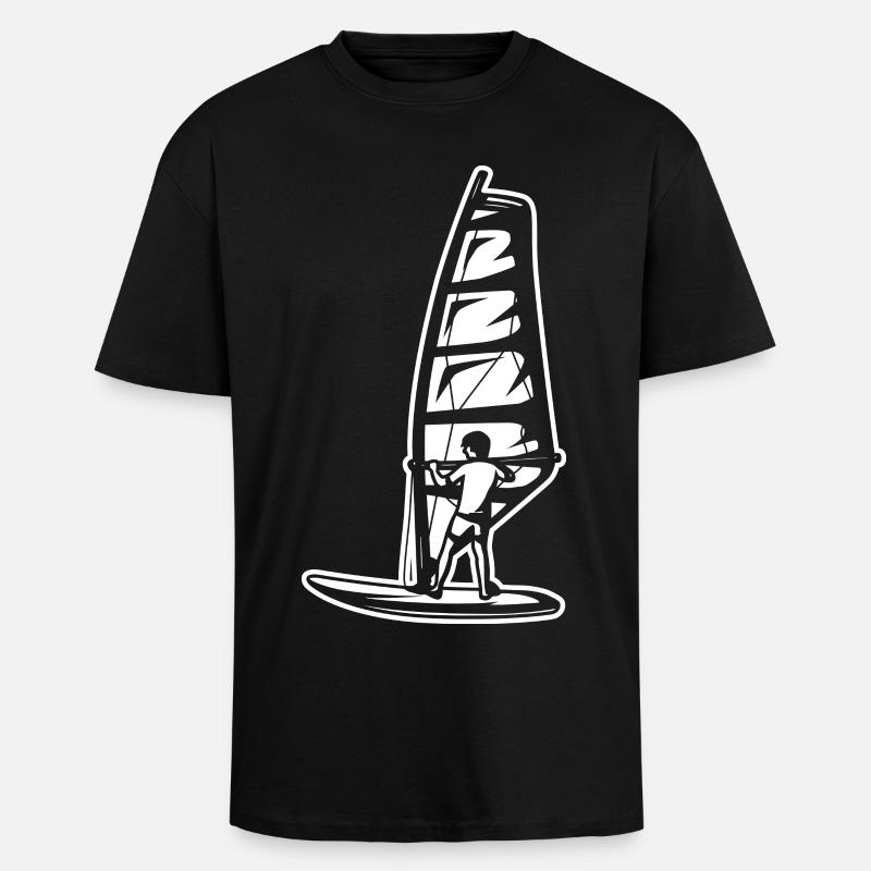 Garçon de planche à voile - T-shirt unisexe oversize épais - noir