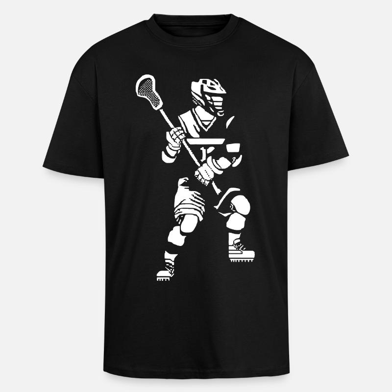 Joueur de crosse Pixel Art - T-shirt unisexe oversize épais - noir