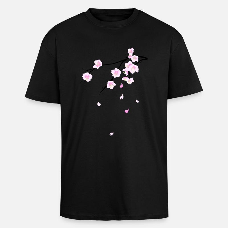 Fleurs de cerisier (Sakura) - T-shirt unisexe oversize épais - noir