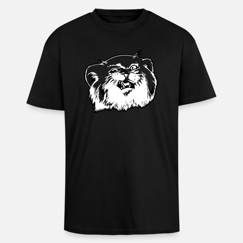Pallaskatze Manul face - Unisex Oversized Heavyweight T-shirt - black