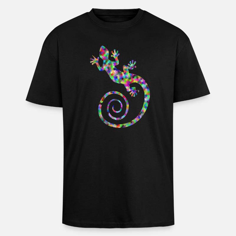 GECKO MANIA - Oversized Heavyweight Unisex T-Shirt - Schwarz