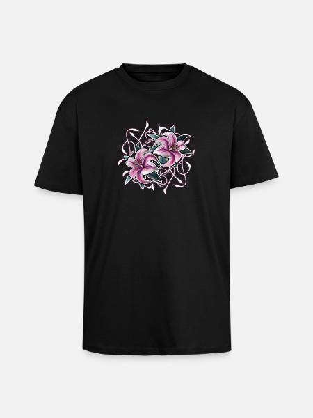 lilies2 - Unisex Oversized Heavyweight T-shirt - black