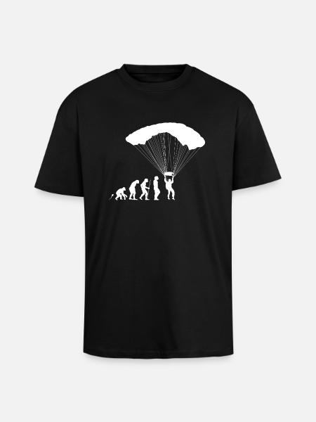Fallschirmspringen Evolution Fun Shirt - Oversized Heavyweight Unisex T-Shirt - Schwarz