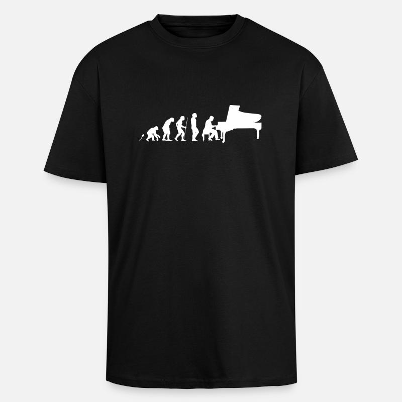 Pianist Evolution Fun Shirt - Oversized Heavyweight Unisex T-Shirt - Schwarz