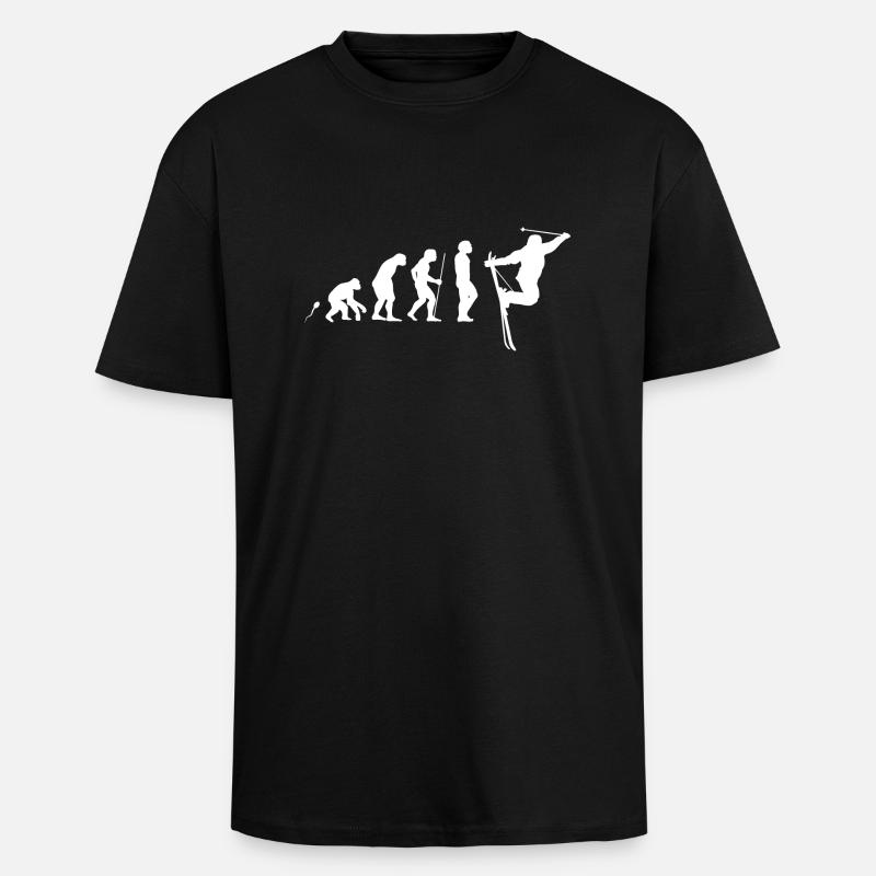 Ski Spaß Evolution Fun Shirt - Oversized Heavyweight Unisex T-Shirt - Schwarz