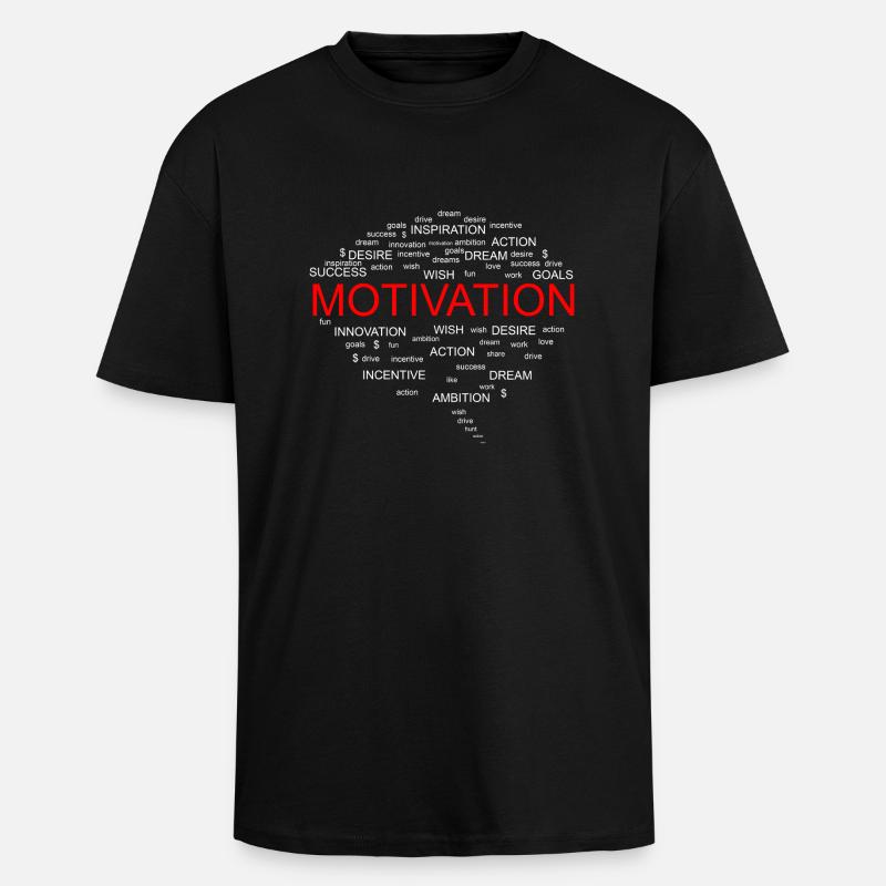Motivation weiß - Oversized Heavyweight Unisex T-Shirt - Schwarz