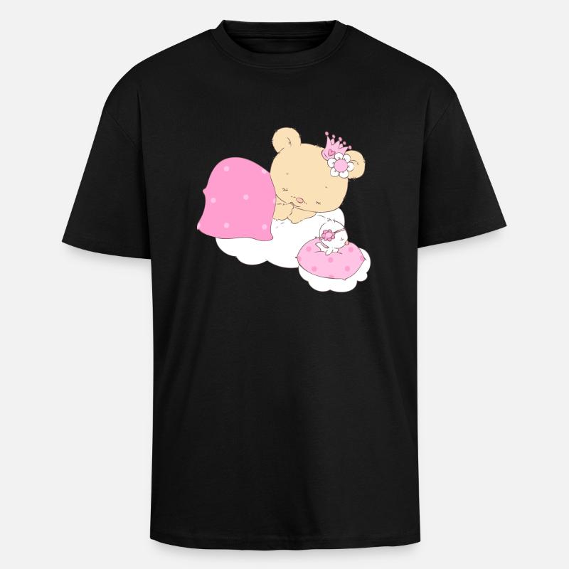 Bear princess sleeping on cloud - Oversized Heavyweight Unisex T-Shirt - Schwarz
