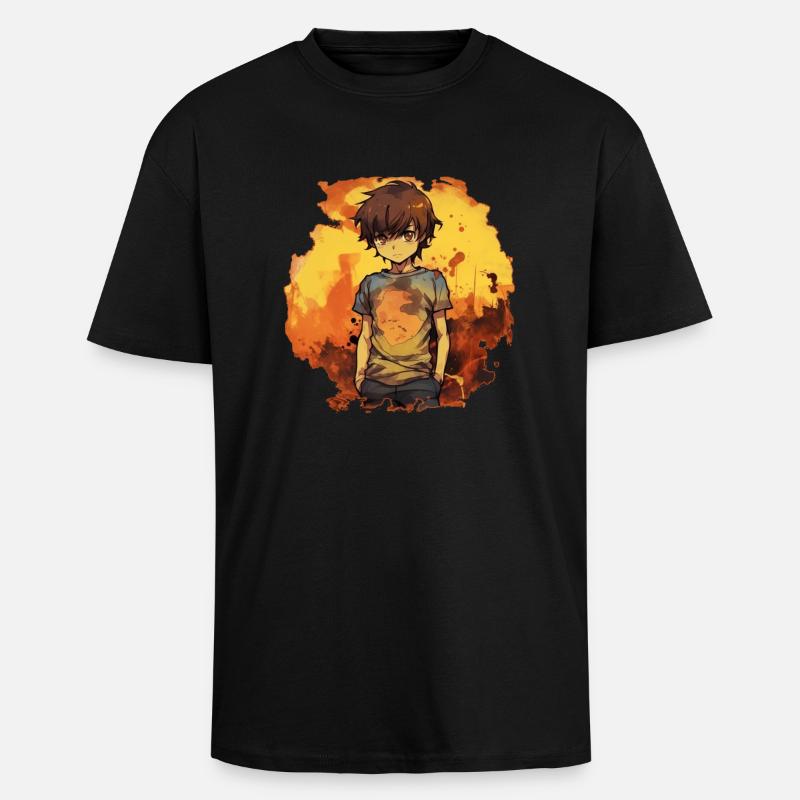 Garçon d’anime - T-shirt unisexe oversize épais - noir
