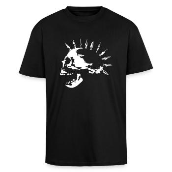 spike_skull_c_1c - T-shirt unisexe oversize épais - noir - Devant - Alina (178cm) & Michal (187cm)