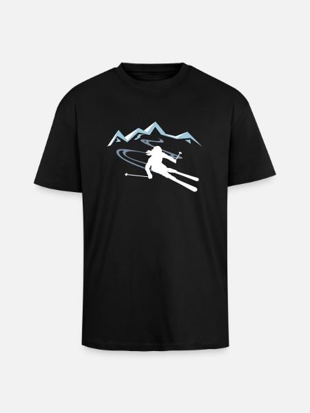 Skifahrerin Berge - Oversized Heavyweight Unisex T-Shirt - Schwarz