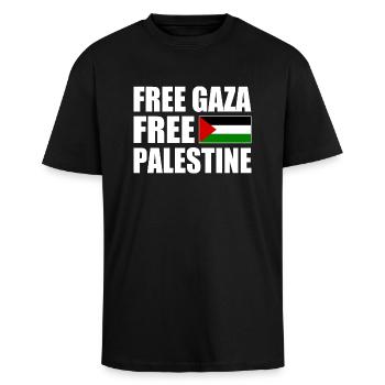 Free palestine - Oversized Heavyweight Unisex T-Shirt - Schwarz - Vorne - Alina (178cm) & Michal (187cm)