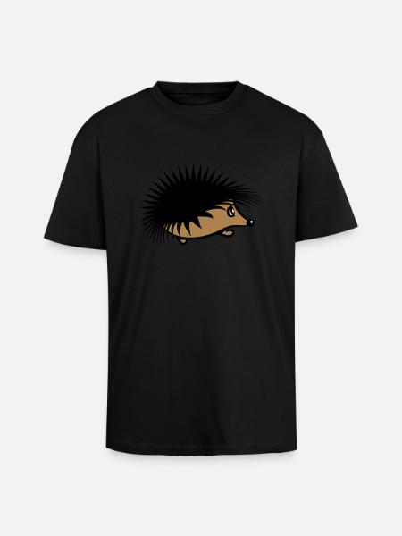 Douce nature hérisson - T-shirt unisexe oversize épais - noir
