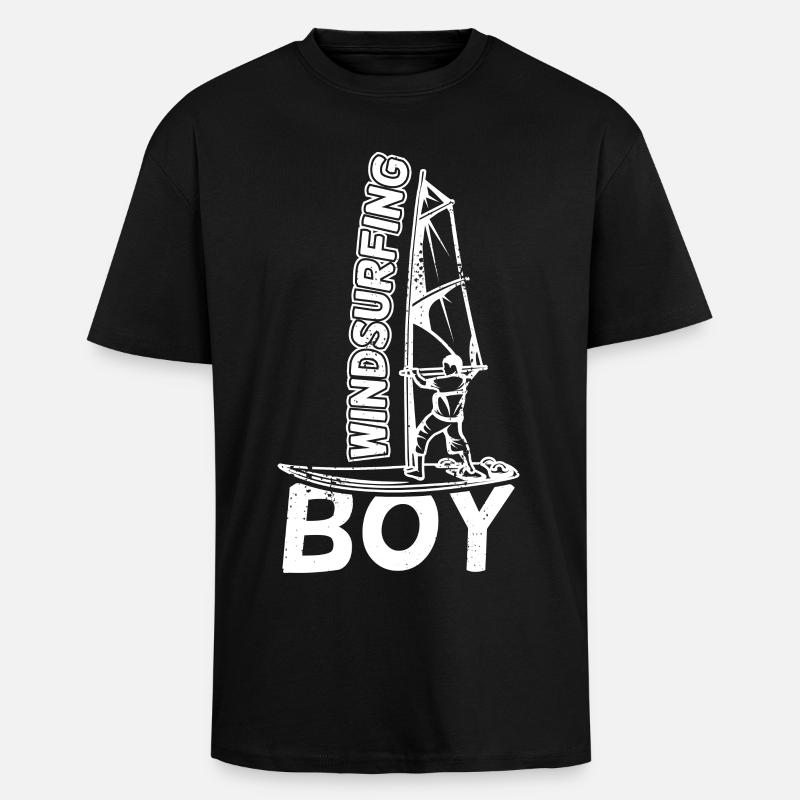 Lustiger Windsurfer Junge - Oversized Heavyweight Unisex T-Shirt - Schwarz