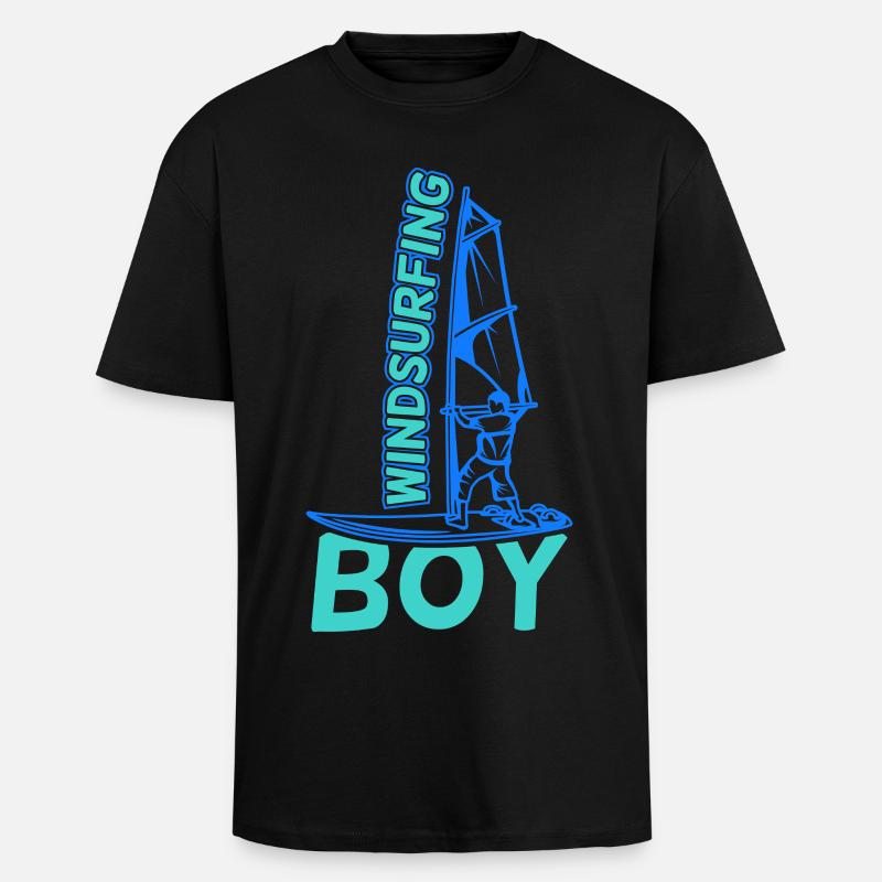 Windsurfer Junge - Oversized Heavyweight Unisex T-Shirt - Schwarz