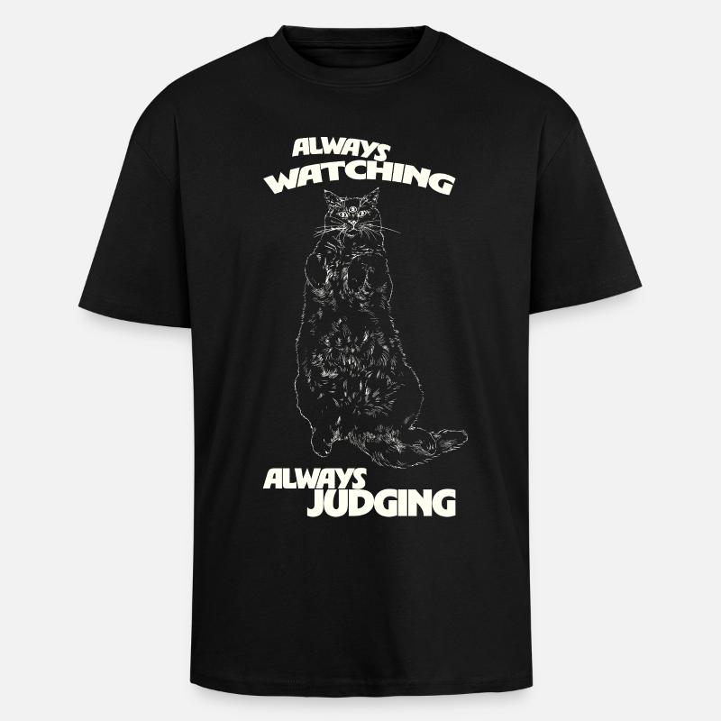 IMMER BEOBACHTEND, IMMER URTEILEND - Oversized Heavyweight Unisex T-Shirt - Schwarz