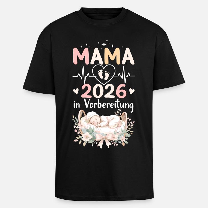 Mama 2026 Schwangerschaft - Oversized Heavyweight Unisex T-Shirt - Schwarz