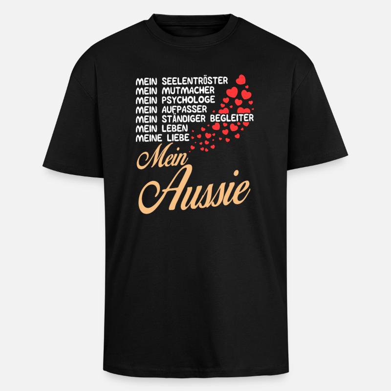 Aussie - Mein - Oversized Heavyweight Unisex T-Shirt - Schwarz