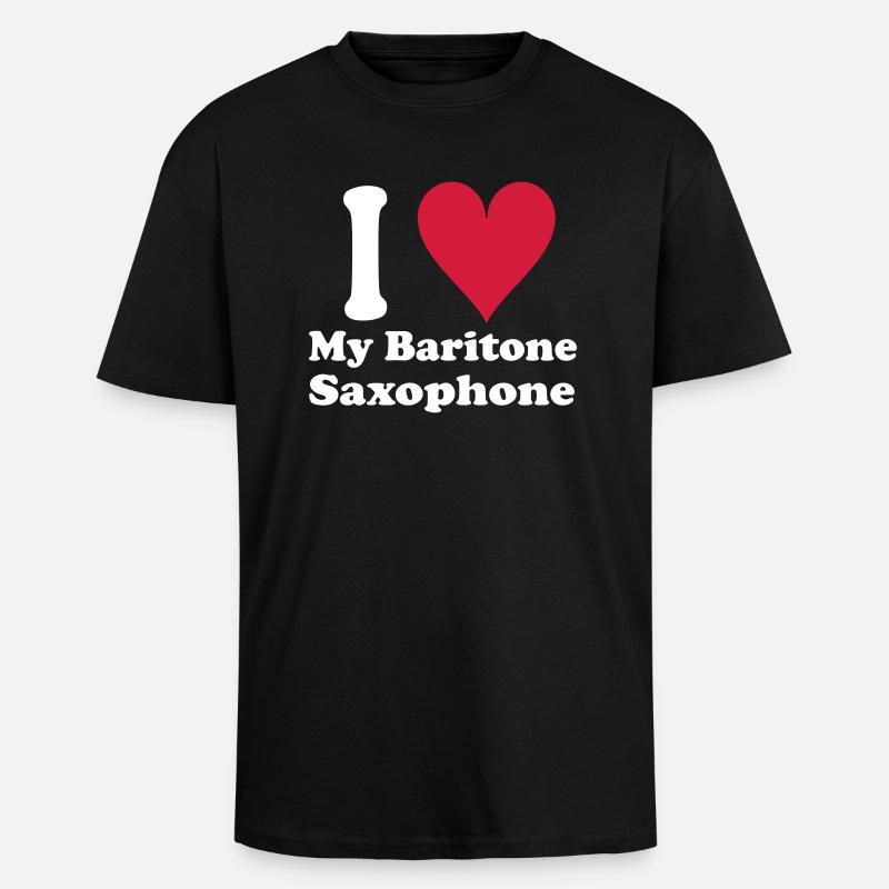 I Love Baritone Saxophone - Oversized Heavyweight Unisex T-Shirt - Schwarz