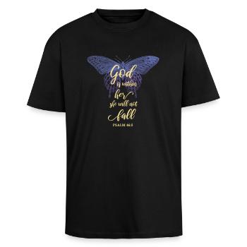 Bibelvers Christliches Motiv - Oversized Heavyweight Unisex T-Shirt - Schwarz - Vorne - Alina (178cm) & Michal (187cm)