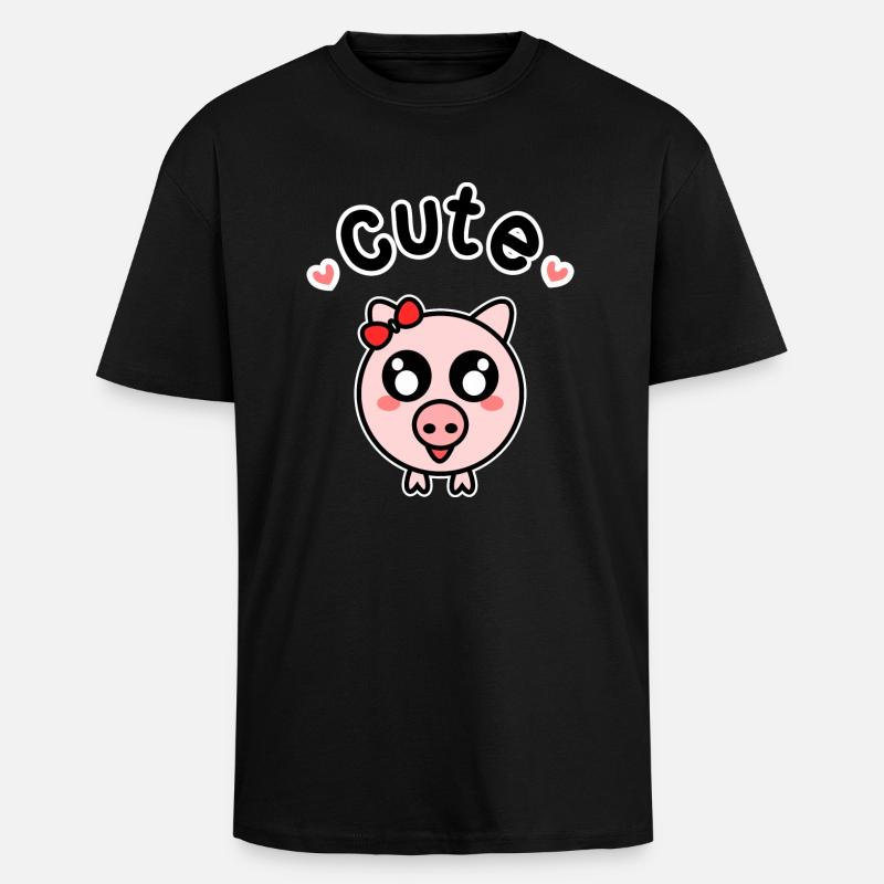 Cochon fermier cochon doux - T-shirt unisexe oversize épais - noir