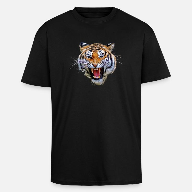 Tiger tg835 - Oversized Heavyweight Unisex T-Shirt - Schwarz