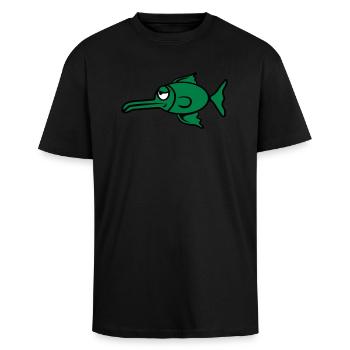 doof schläfrig Schwertfisch - Oversized Heavyweight Unisex T-Shirt - Schwarz - Vorne - Alina (178cm) & Michal (187cm)