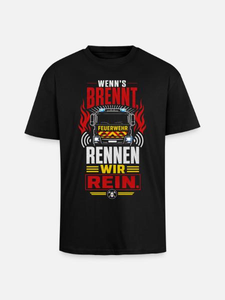 Feuerwehr - Oversized Heavyweight Unisex T-Shirt - Schwarz