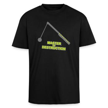 Master of Destruction Abrissbirne Baustelle Kran - Oversized Heavyweight Unisex T-Shirt - Schwarz - Vorne - Alina (178cm) & Michal (187cm)
