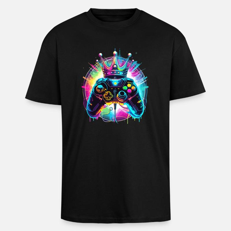 Gaming controller with crown - Unisex Oversized Heavyweight T-shirt - black