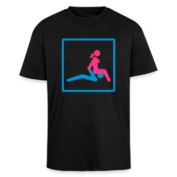Kamasutra - Facesitting - Oversized Heavyweight Unisex T-Shirt - Schwarz - Vorne - Alina (178cm) & Michal (187cm)
