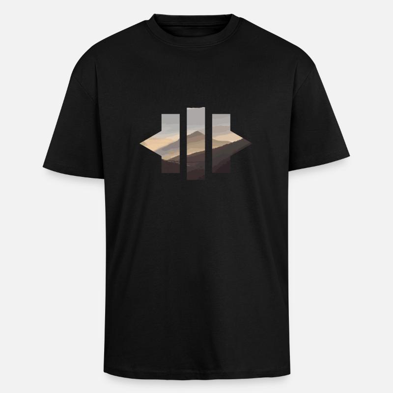 Geometric Mountains - Oversized Heavyweight Unisex T-Shirt - Schwarz