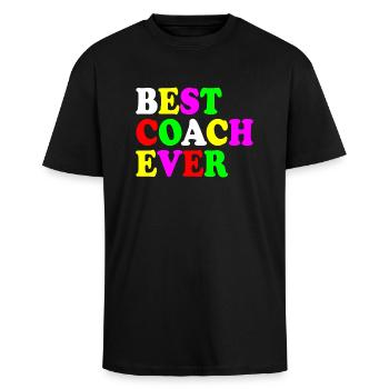 Best coach ever - T-shirt unisexe oversize épais - noir - Devant - Alina (178cm) & Michal (187cm)