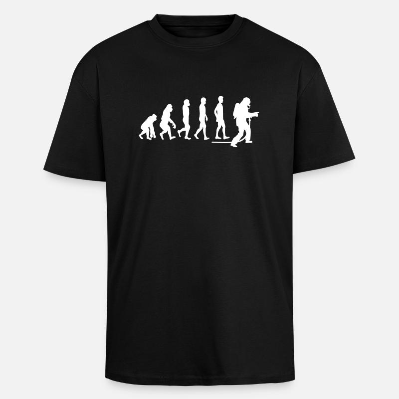 evolution fire department1 - Unisex Oversized Heavyweight T-shirt - black