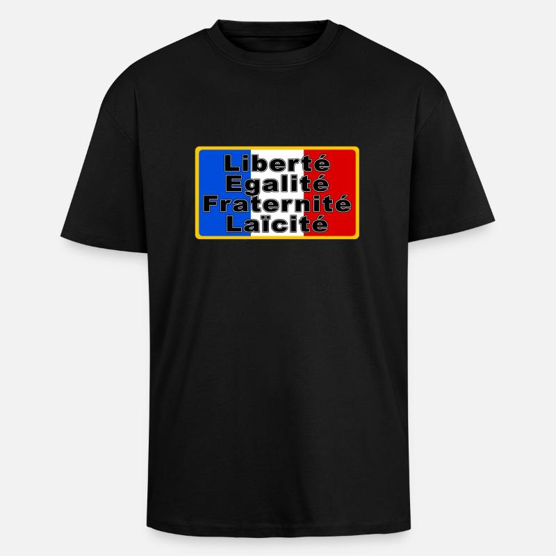 France Drapeau et devise - T-shirt unisexe oversize épais - noir