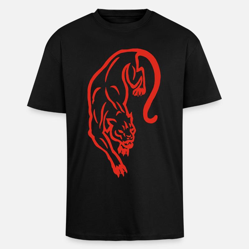 Red Panther Silhouette - Oversized Heavyweight Unisex T-Shirt - Schwarz