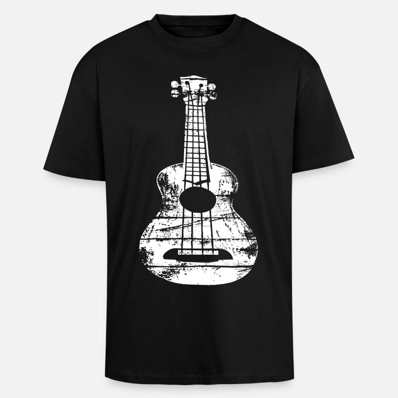 Ukulele Skizze - Oversized Heavyweight Unisex T-Shirt - Schwarz