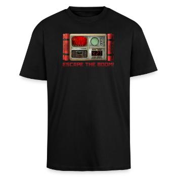 Escape the BOOM! - Oversized Heavyweight Unisex T-Shirt - Schwarz - Vorne - Alina (178cm) & Michal (187cm)