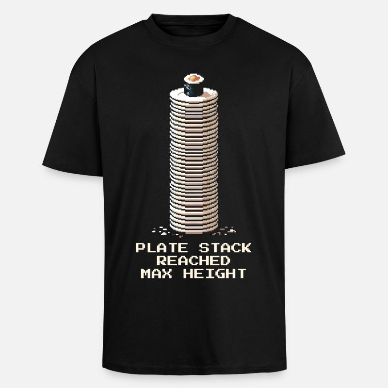 Plate Stack Maximum | Running Sushi - Unisex Oversized Heavyweight T-shirt - black